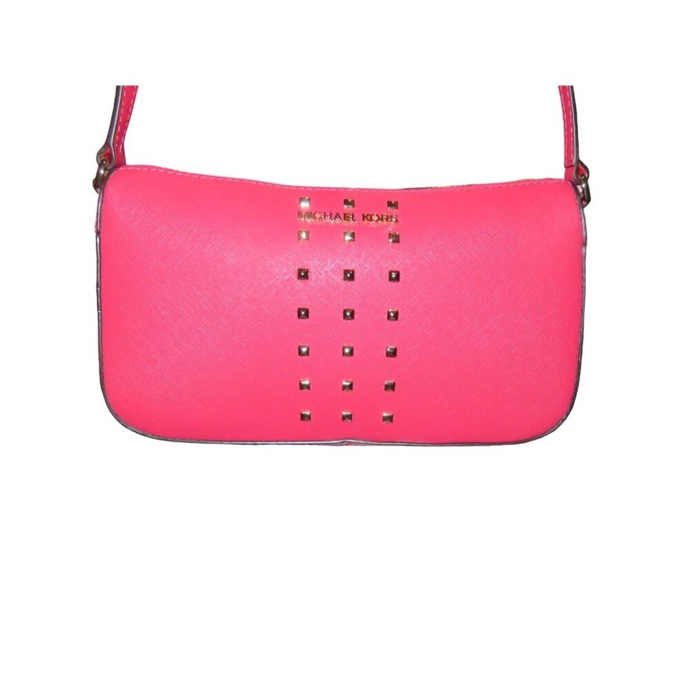 MICHAEL KORS Jet Set Stud Embellished Pouchette Leather Bag brand NWT